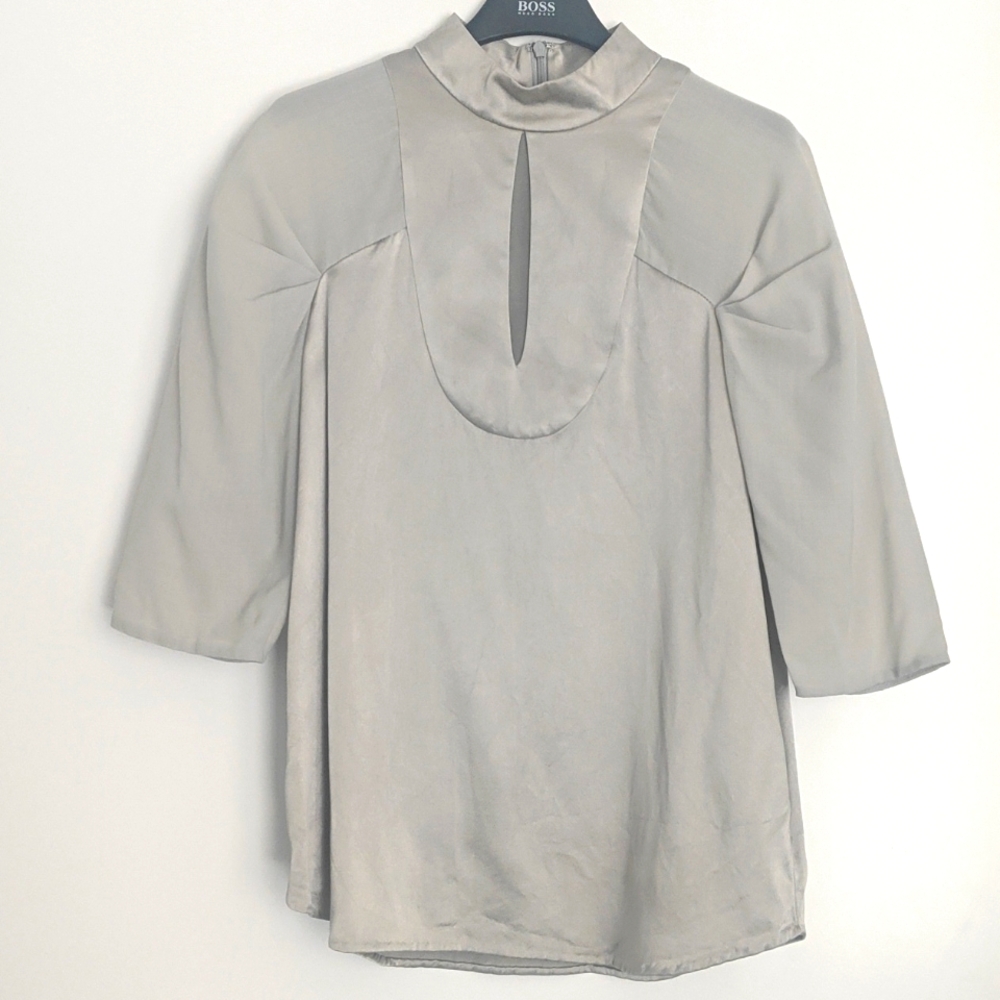 3.1 Phillip Lim Wool And Silk 3/4 Sleeve Bib Collar Blouse